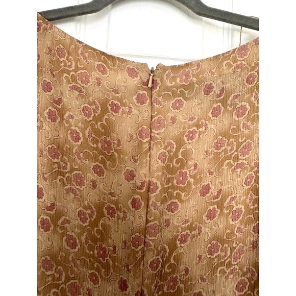 NWT Cynthia Howie Maggi Boutique Maxi Sheath Silk Dress Size 14 Tan Pink - Picture 6 of 12